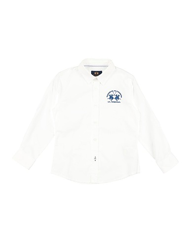 LA MARTINA Solid colour shirt White 98% Cotton, 2% Elastane