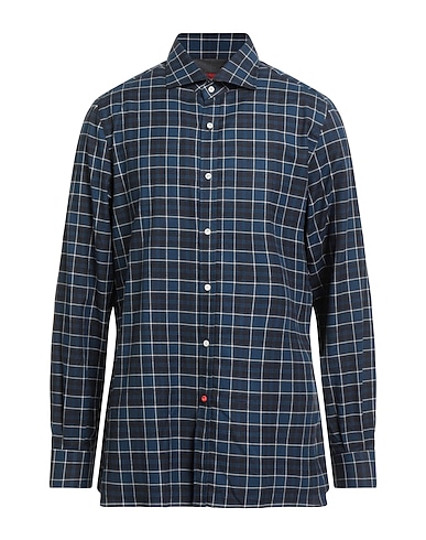 ISAIA Checked shirt BLU NAVY 100% Cotton
