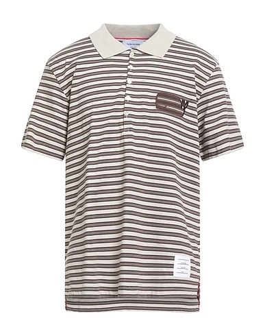 THOM BROWNE Polo shirt Light grey 100% Cotton