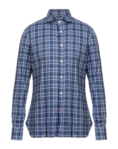 ISAIA Camicia a quadri Blu navy 100% Cotone