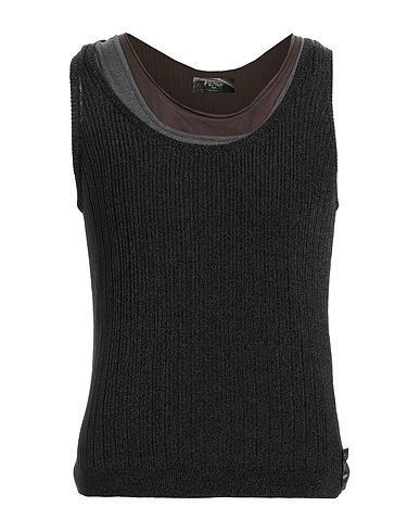 FENDI Tank top Black 70% Cotton, 30% Metallic fiber