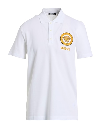 VERSACE Polo shirt White 100% Cotton, Viscose, Polyester