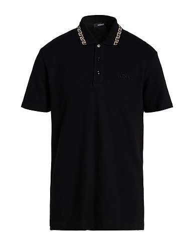 VERSACE Polo shirt Black 100% Cotton, Polyester, Metallic Polyester, Polyamide