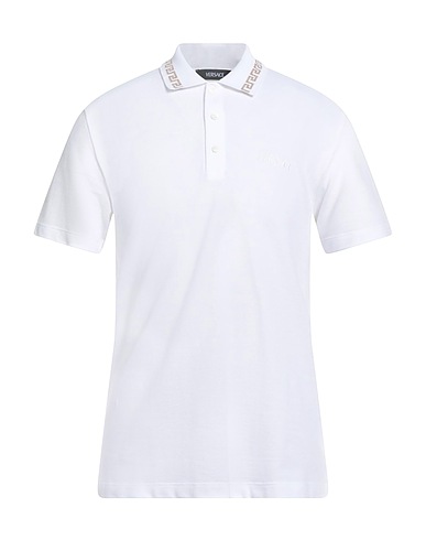 VERSACE Polo shirt White 100% Cotton, Polyester, Metallic Polyester, Polyamide
