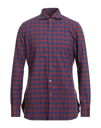 ISAIA Checked shirt Navy blue 100% Cotton
