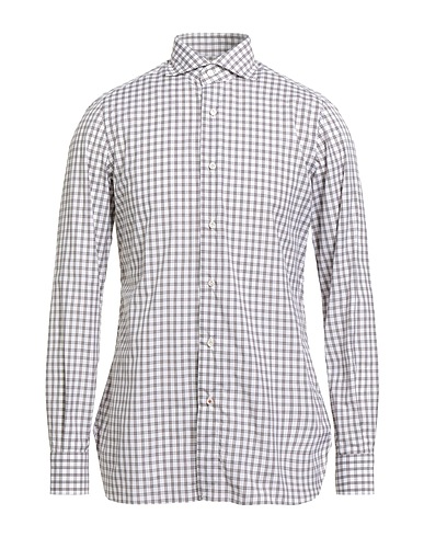 ISAIA Checked shirt Dark brown 100% Cotton