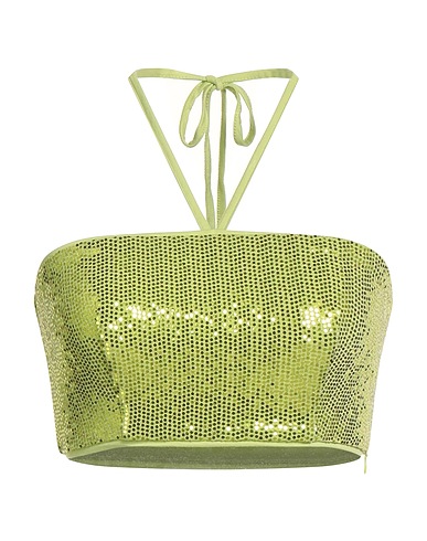 PINKO Top Lime green 91% Polyamide, 5% Elastane, 4% Metallic fiber