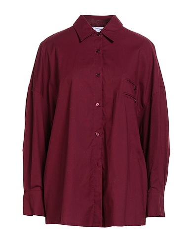 WEILI ZHENG Solid colour shirts & blouses Burgundy 100% Cotton