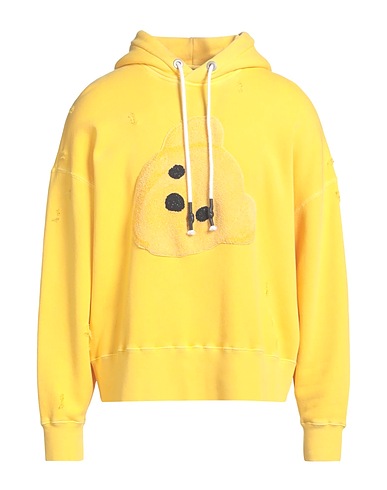 PALM ANGELS Hooded sweatshirt Yellow 100% Cotton, Elastane, Viscose, Wool, Acrylic