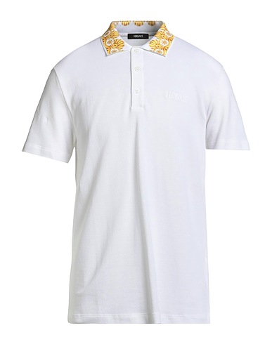 VERSACE Polo shirt White 100% Cotton, Viscose, Polyester