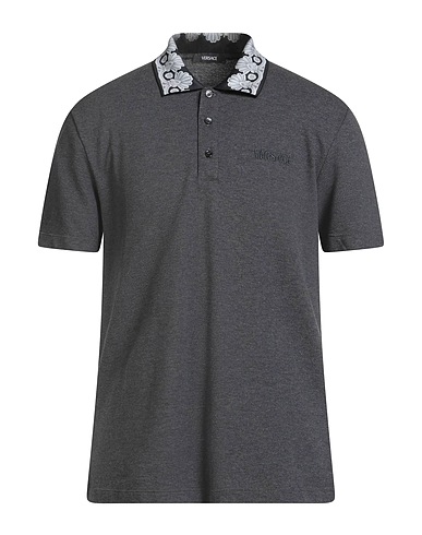 VERSACE Polo shirt Grey 100% Cotton, Viscose, Polyester
