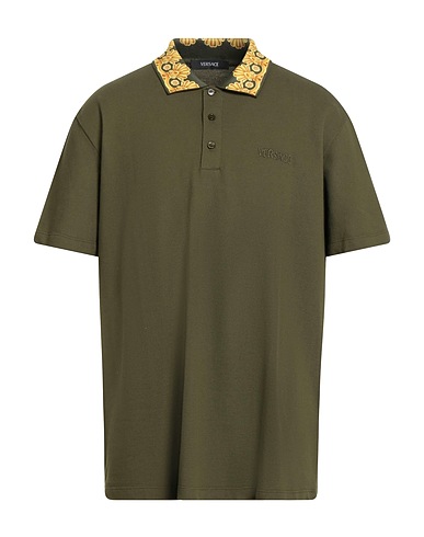 VERSACE Polo shirt Military green 100% Cotton, Viscose, Polyester