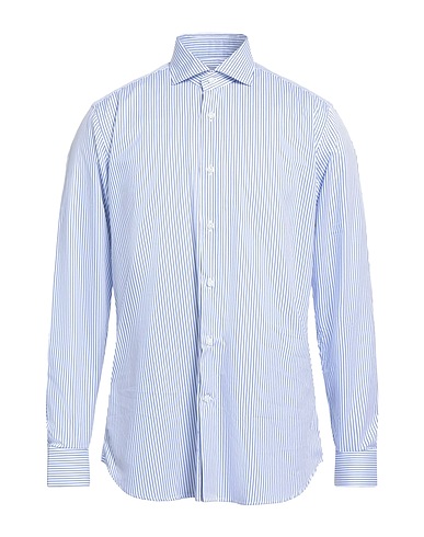 GUGLIELMINOTTI Gestreiftes Hemd Azurblau 100% Baumwolle
