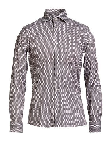 CARLO PIGNATELLI Camicia fantasia Marrone 97% Cotone, 3% Elastan