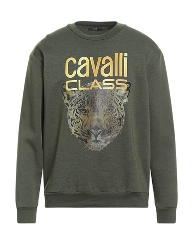 CAVALLI CLASS Sweatshirt Military green 65% Polyester, 35% Cotton