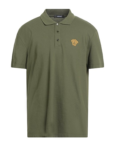 VERSACE Polo shirt Military green 100% Cotton, Viscose, Polyester