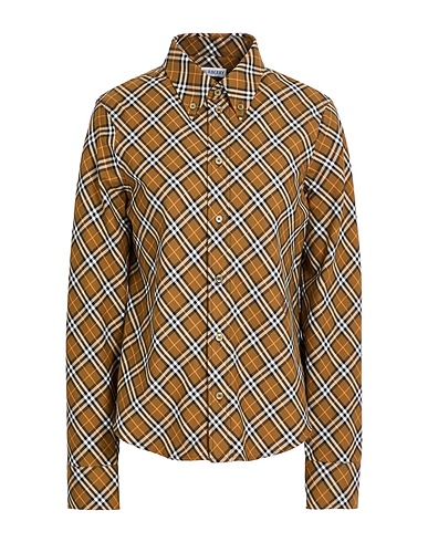 BURBERRY Camicie  e bluse fantasia Khaki 100% Cotone