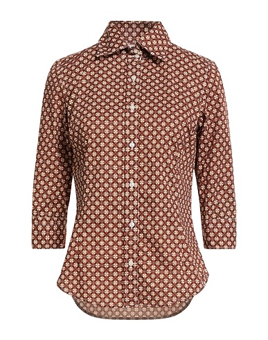 ALTEMFLOWER Patterned shirts & blouses Chocolate brown 97% Cotton, 3% Elastane