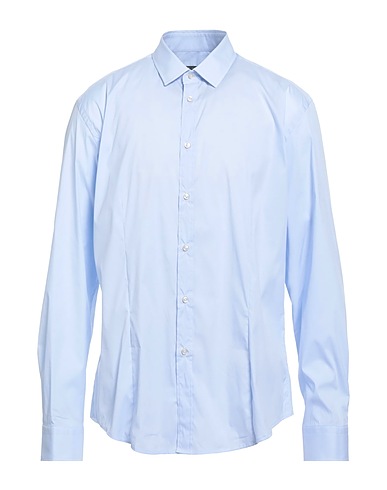 BRIAN DALES Solid colour shirt Sky blue 80% Cotton, 15% Polyamide, 5% Elastane