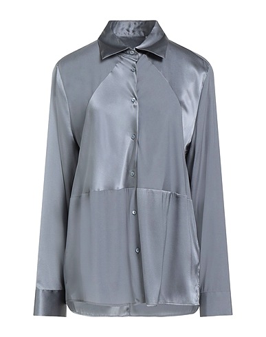 XACUS Solid colour shirts & blouses Grey 96% Silk, 4% Elastane
