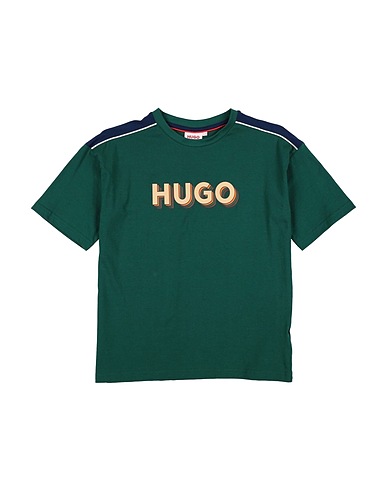 HUGO T-shirt Verde scuro 100% Cotone, Elastan