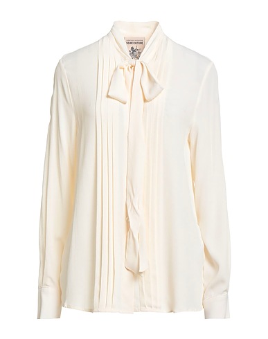 SEMICOUTURE Solid color shirts & blouses Ivory 65% Acetate, 35% Silk