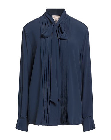 SEMICOUTURE Solid colour shirts & blouses Navy blue 65% Acetate, 35% Silk