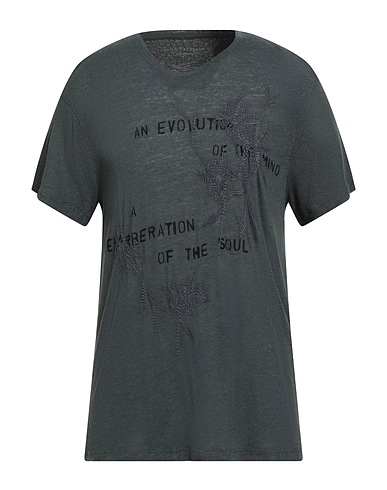 JOHN VARVATOS T-shirt Dark green 55% Modal, 45% Linen