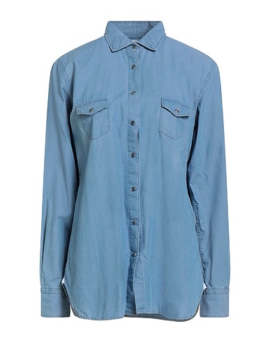 ALTEMFLOWER Solid color shirts & blouses Slate blue 100% Cotton