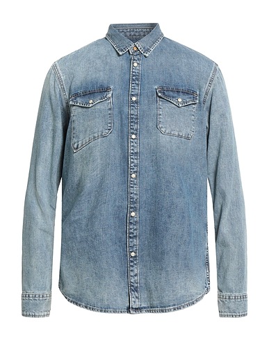 JOHN VARVATOS Denim shirt Blue 87% Cotton, 13% Elastane