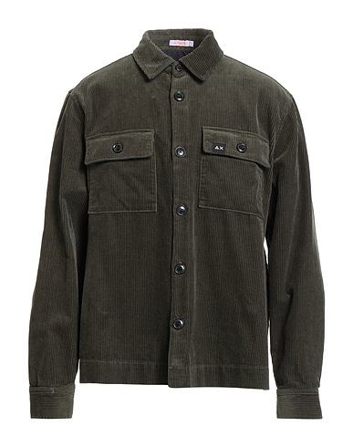 SUN 68 Camicia tinta unita Verde scuro 100% Cotone