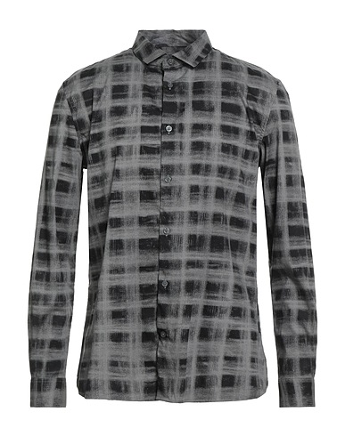 JOHN VARVATOS Patterned shirt Light grey 97% Cotton, 3% Elastane