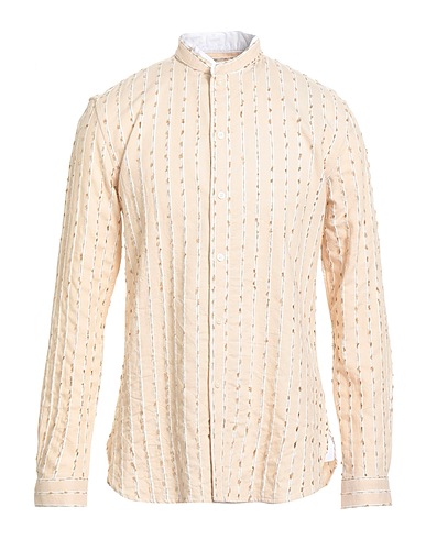 JOHN VARVATOS Striped shirt Beige 90% Cotton, 9% Viscose, 1% Polyamide