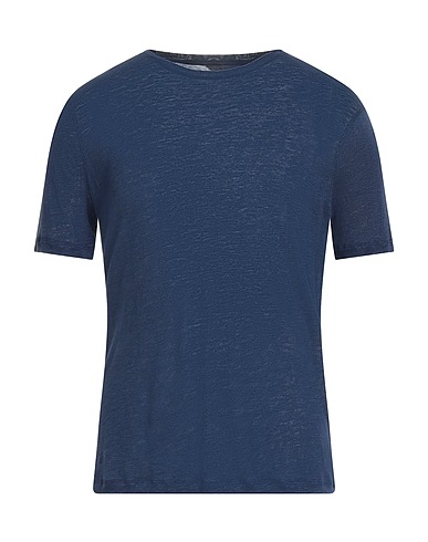 JOHN VARVATOS Basic T-Shirt Navy blue 100% Linen
