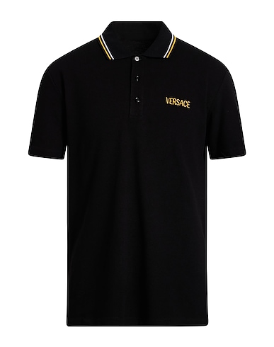 VERSACE Polo shirt Black 100% Cotton, Viscose