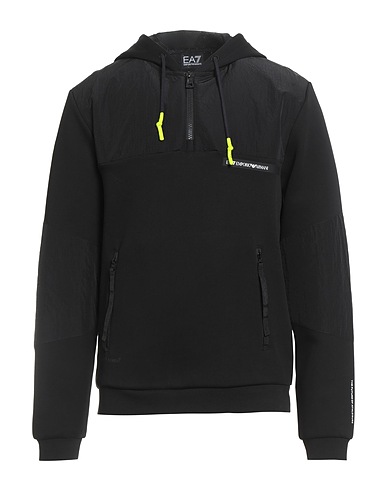 EA7 Hooded track jacket  Black 53% Cotton, 47% Polyester