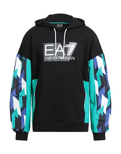 EA7 Sudadera Negro 100% Algodón, Poliéster, Elastán