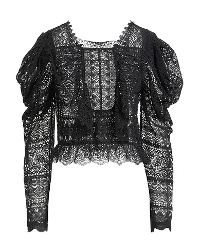 ULLA JOHNSON Top Nero 100% Cotone, Seta