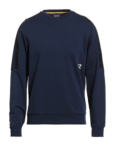EA7 Sweatshirt Navy blue 100% Cotton, Polyester, Elastane