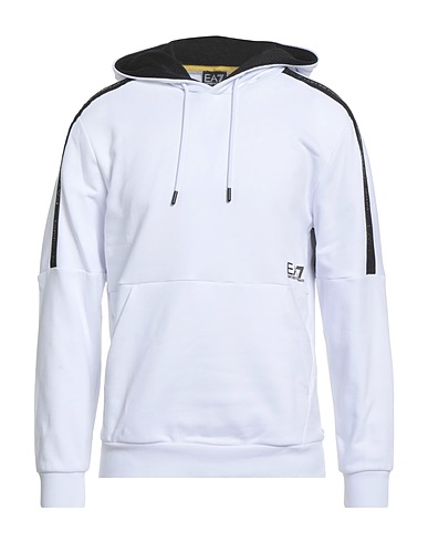 EA7 Hooded track jacket  White 100% Cotton, Polyester, Elastane