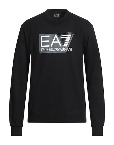 EA7 Sweatshirt Black 100% Cotton, Elastane