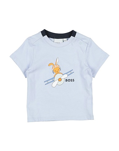 BOSS T-shirt Light blue 100% Cotton, Elastane