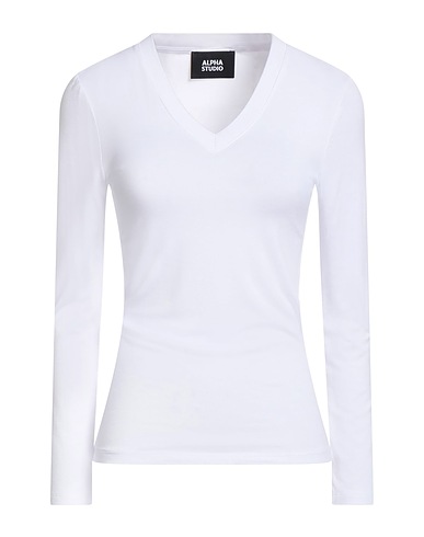 ALPHA STUDIO Basic T-Shirt White 92% Viscose, 8% Elastane