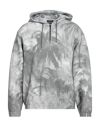 EMPORIO ARMANI Hooded track jacket  Grey 76% Cotton, 18% Polyester, 6% Elastane