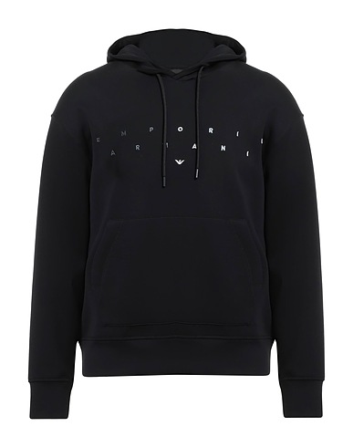 EMPORIO ARMANI Hooded track jacket  Black 77% Cotton, 19% Polyester, 4% Elastane
