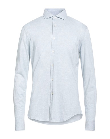 XACUS Solid colour shirt Sky blue 92% Cotton, 8% Cashmere