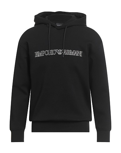 EMPORIO ARMANI Hooded track jacket  Black 76% Cotton, 18% Polyester, 6% Elastane