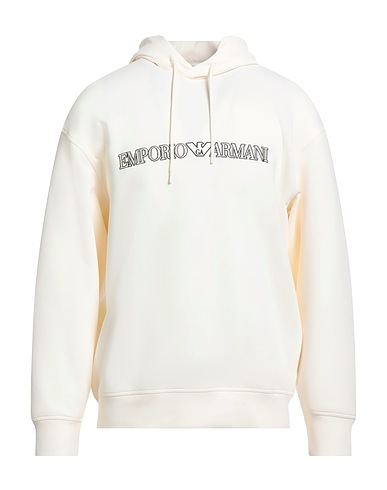 EMPORIO ARMANI Hooded sweatshirt Cream 76% Cotton, 18% Polyester, 6% Elastane