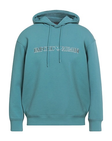 EMPORIO ARMANI Hooded sweatshirt Pastel blue 76% Cotton, 18% Polyester, 6% Elastane