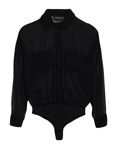 EMPORIO ARMANI TOPWEAR Black 100% Polyester, Cotton, Elastane